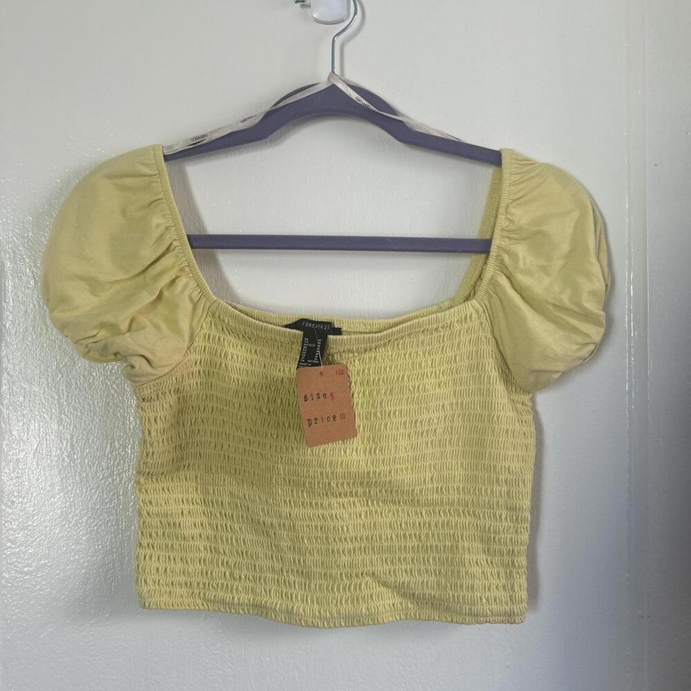 Yellow Puff Sleeve Crop